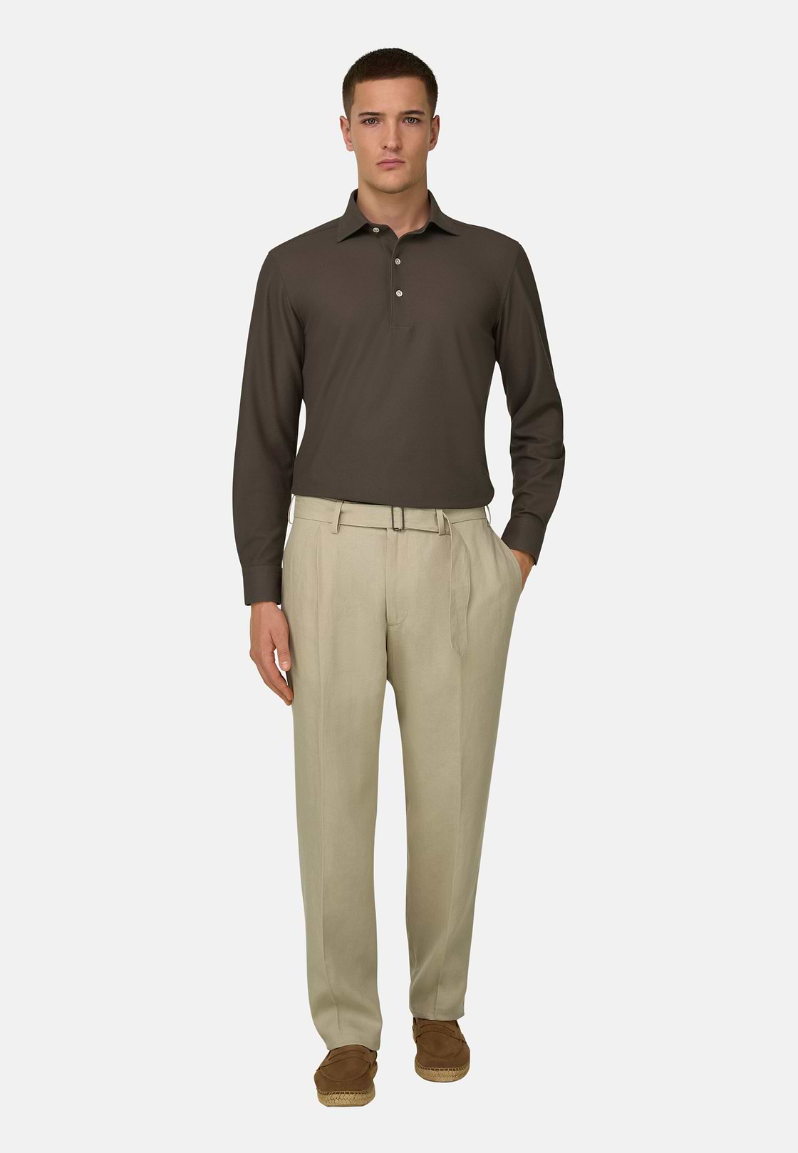 Camisa Polo de Malha Japonesa, Brown, hi-res, 2