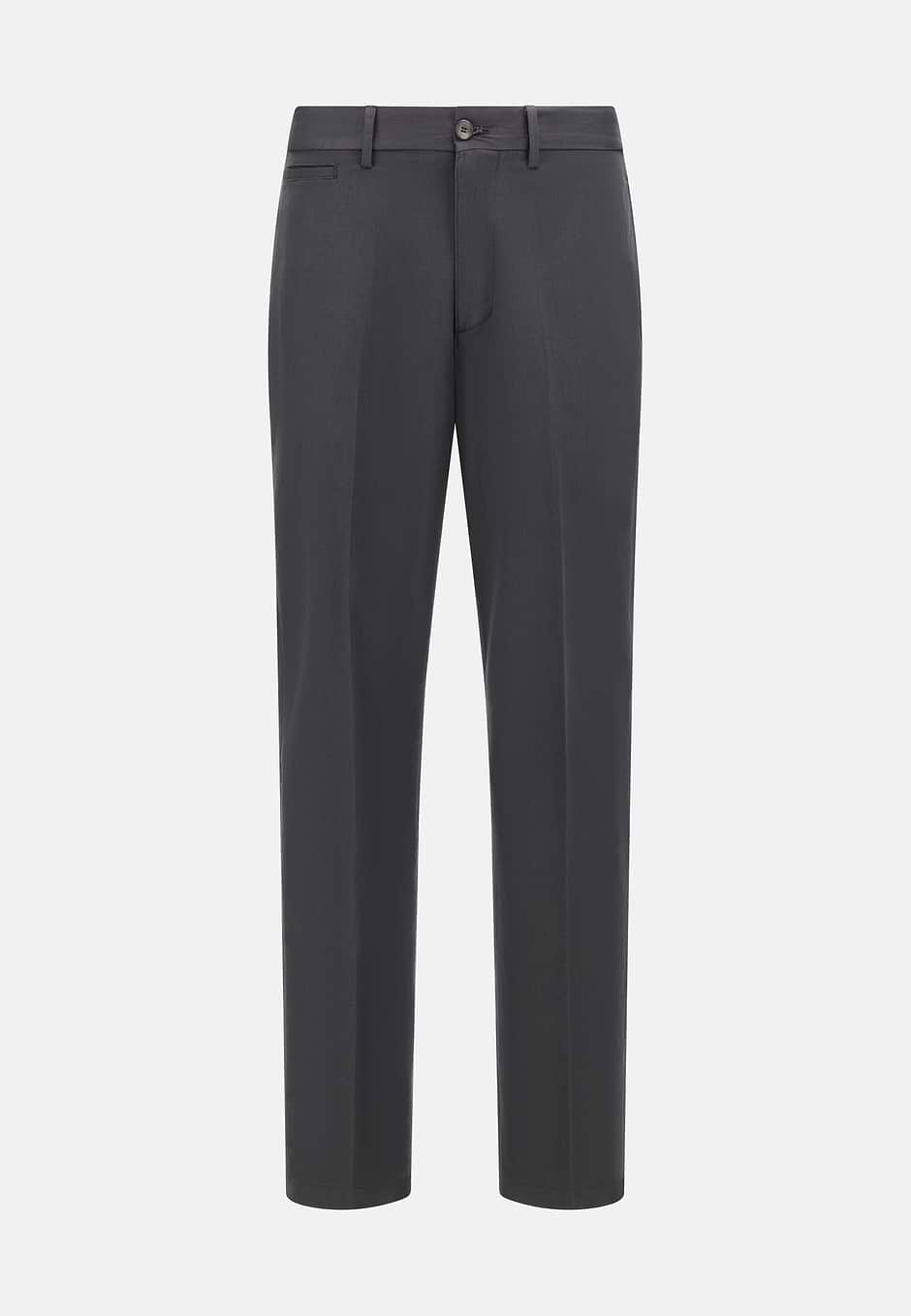 Stretch Cotton and Linen Trousers, Charcoal, hi-res