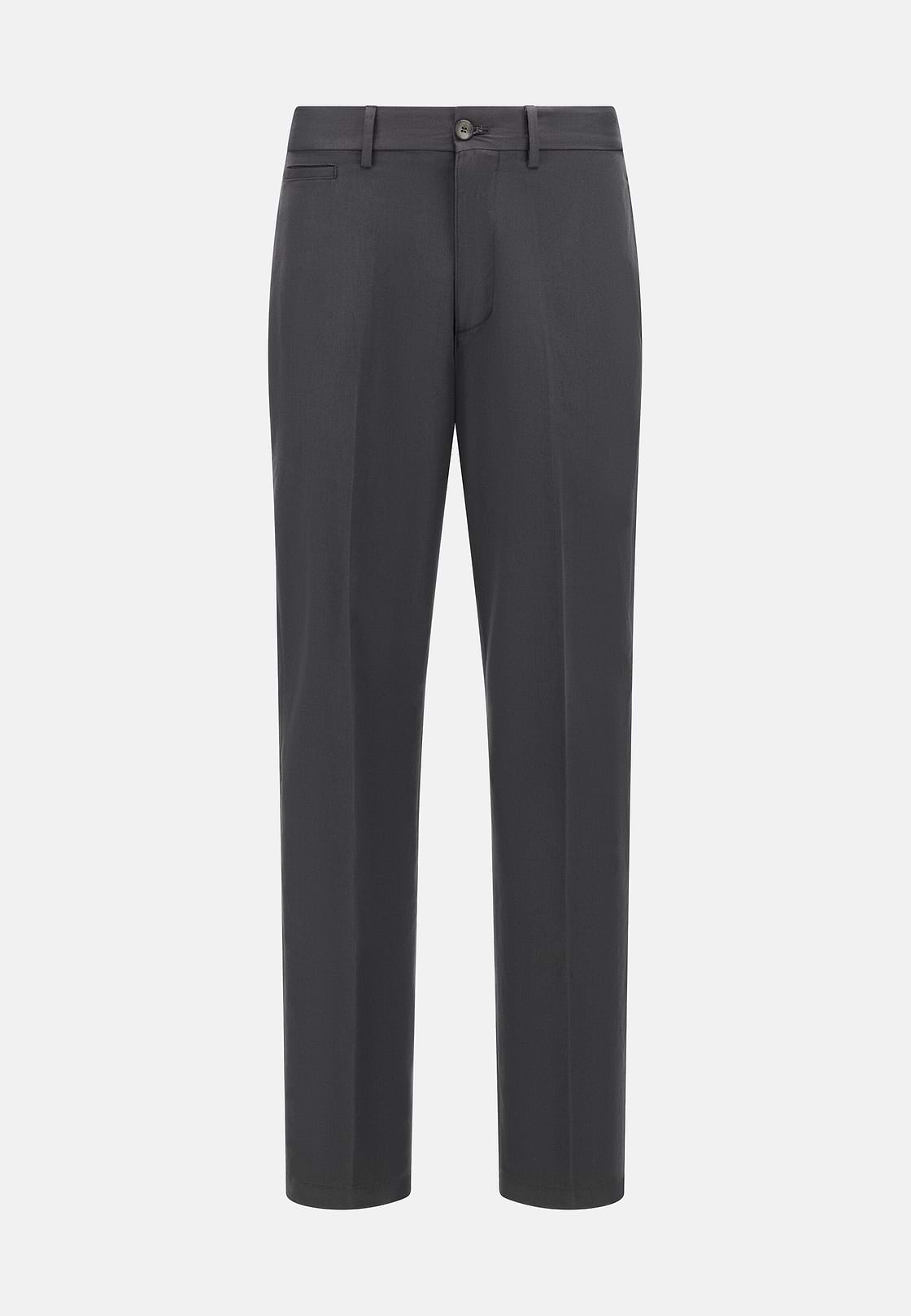 Pantaloni In Cotone Lino Elasticizzato, Carbone, hi-res