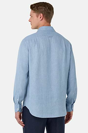 Regular Fit Linen Shirt, Indigo, hi-res