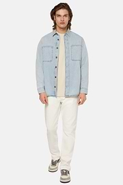 Cotton Denim Overshirt, Light Blue, hi-res