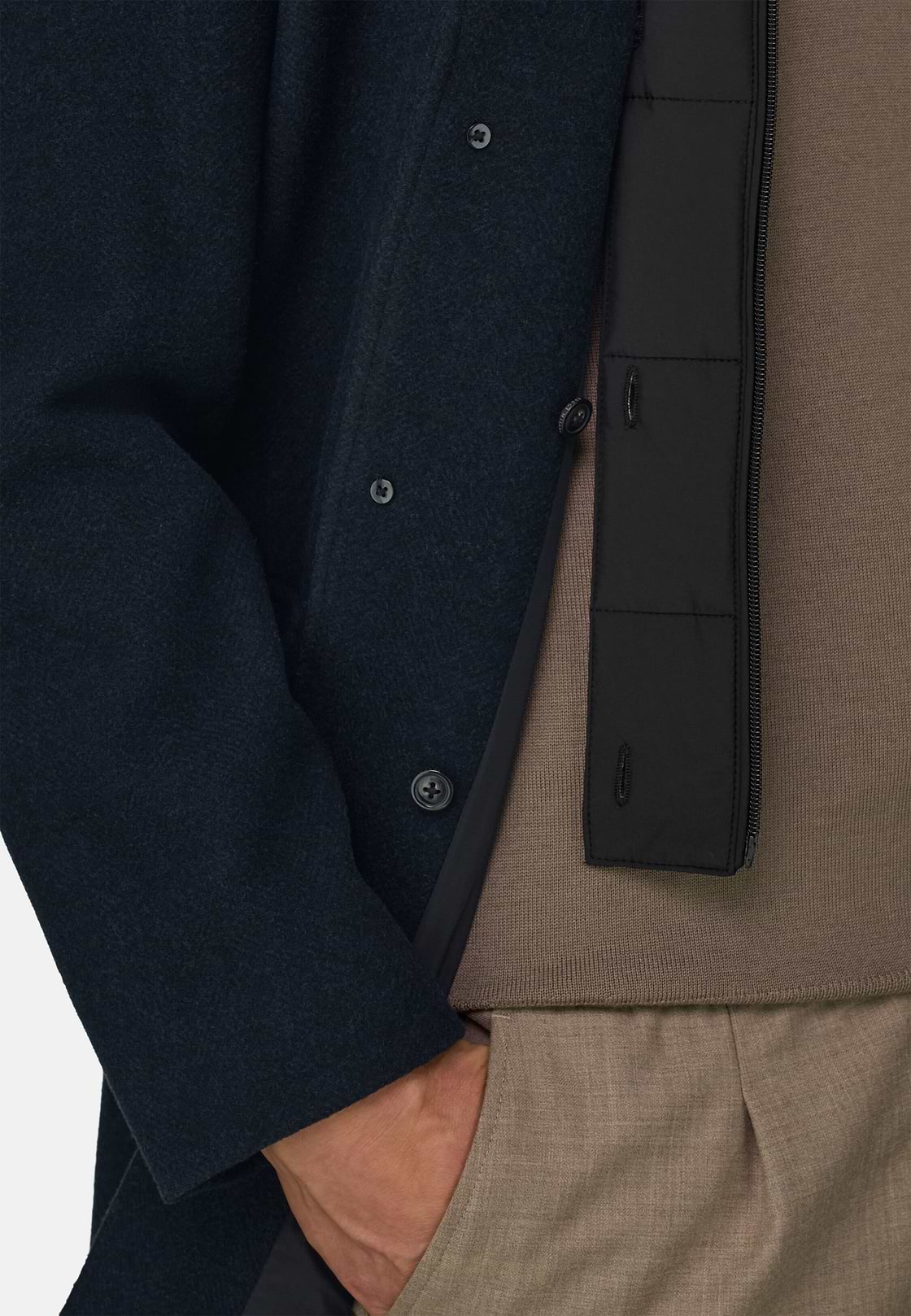 Single-Breasted Coat in Wool Blend, Navy blue, hi-res, 5