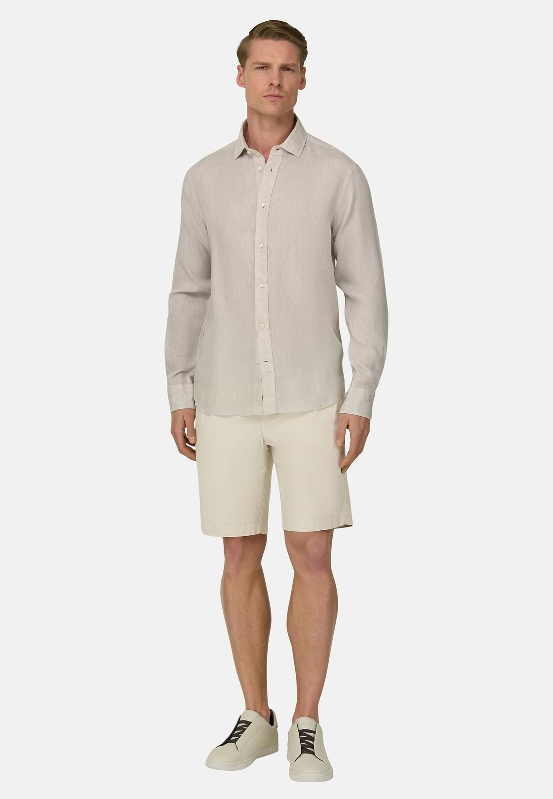 Bermuda En Coton Avec Cordon De Serrage, Sable, hi-res, 2
