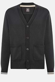 Charcoal Cardigan Van Organisch Katoen Wol, Charcoal, hi-res