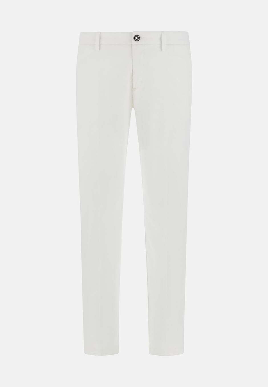 Pantaloni In Cotone Tencel Elasticizzato, Bianco, hi-res