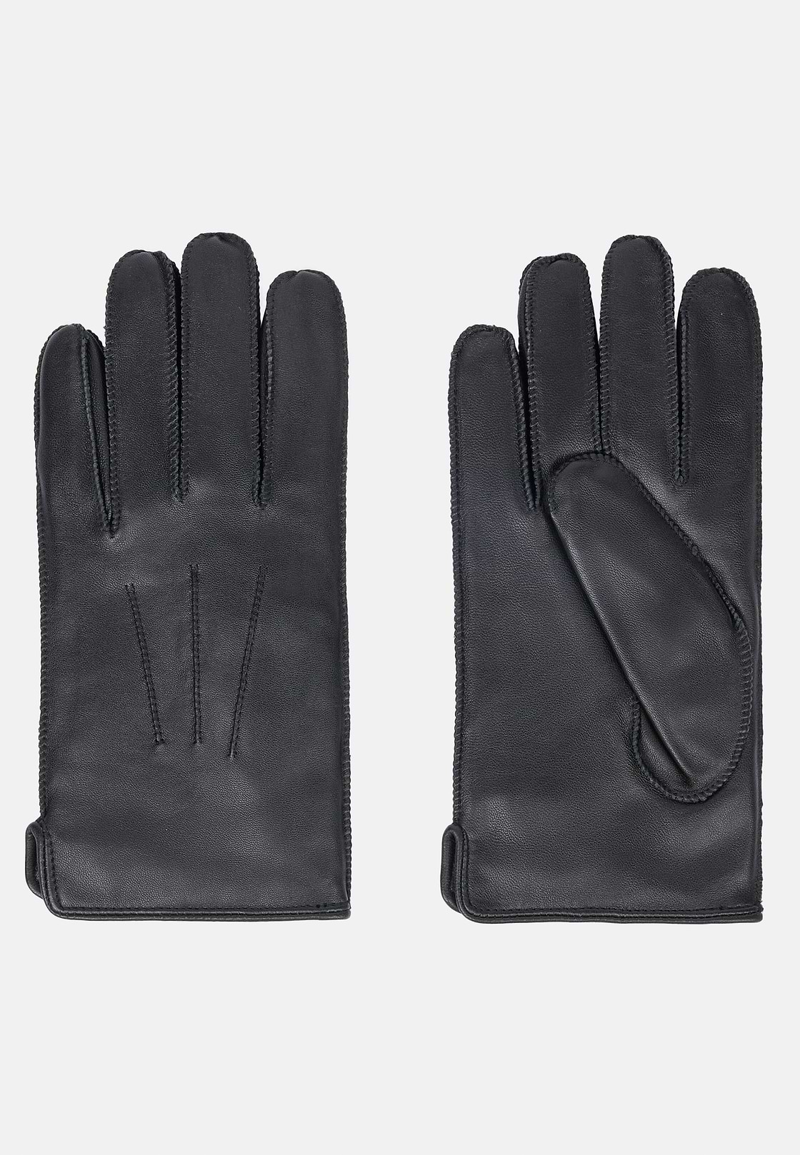 Leather Gloves, Black, hi-res