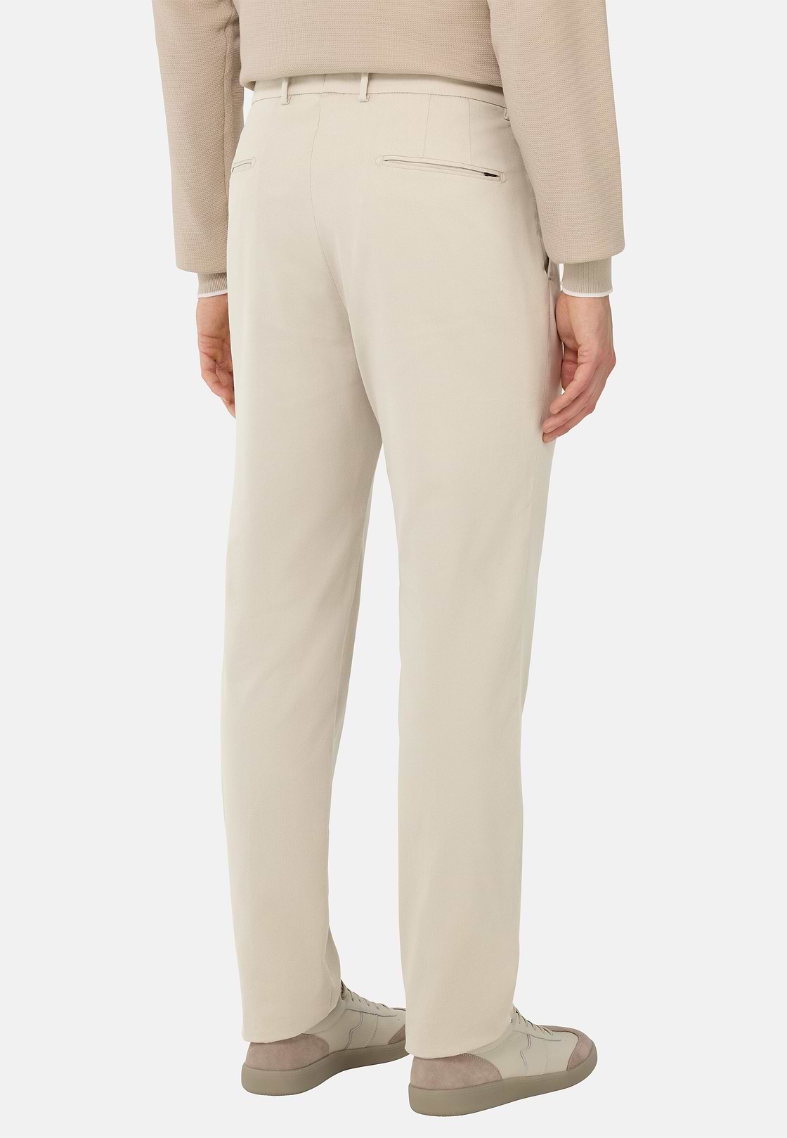 Stretch Cotton/Tencel Trousers, Sand, hi-res