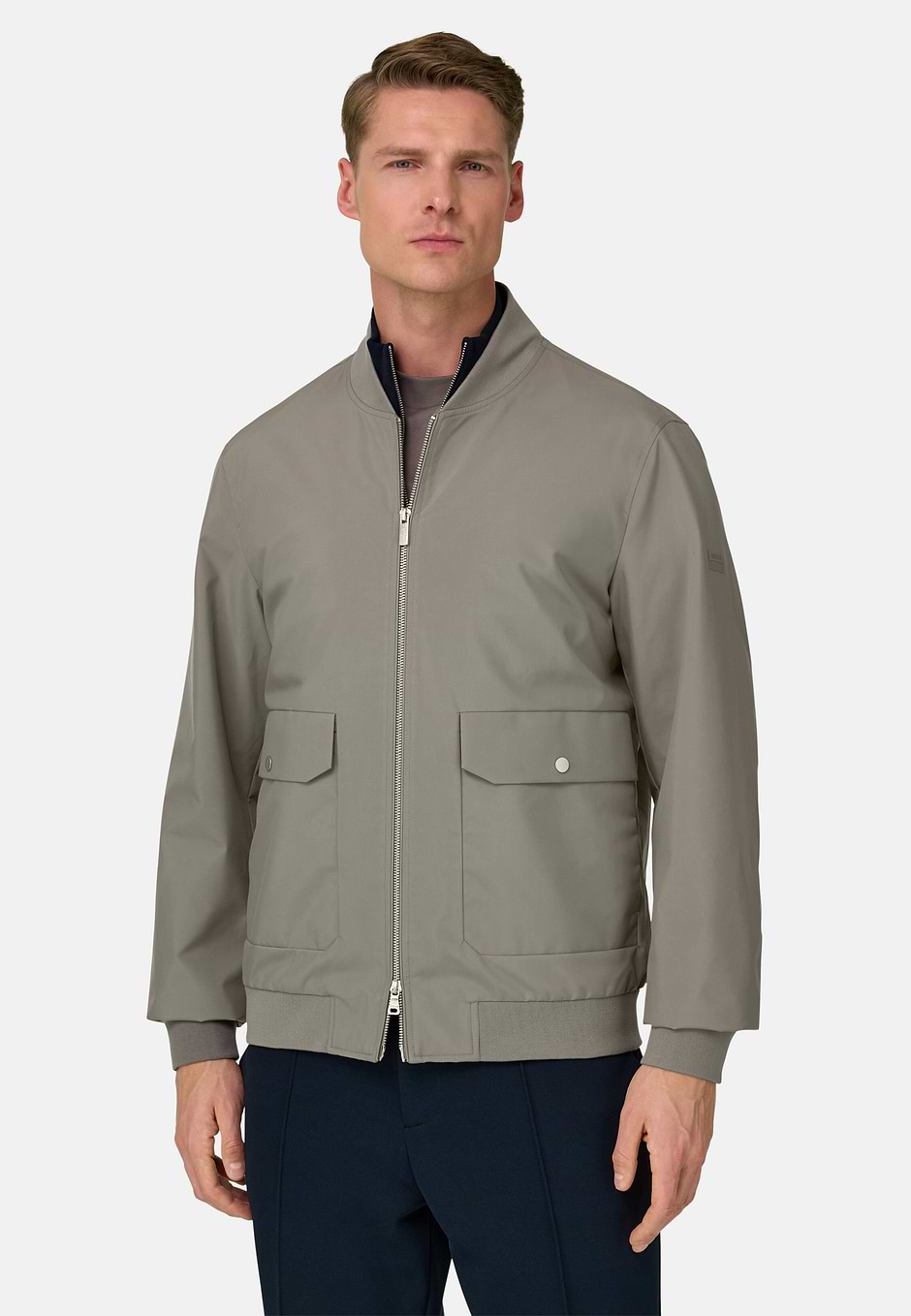 Recycled Technical Fabric Bomber Jacket, Mud, hi-res