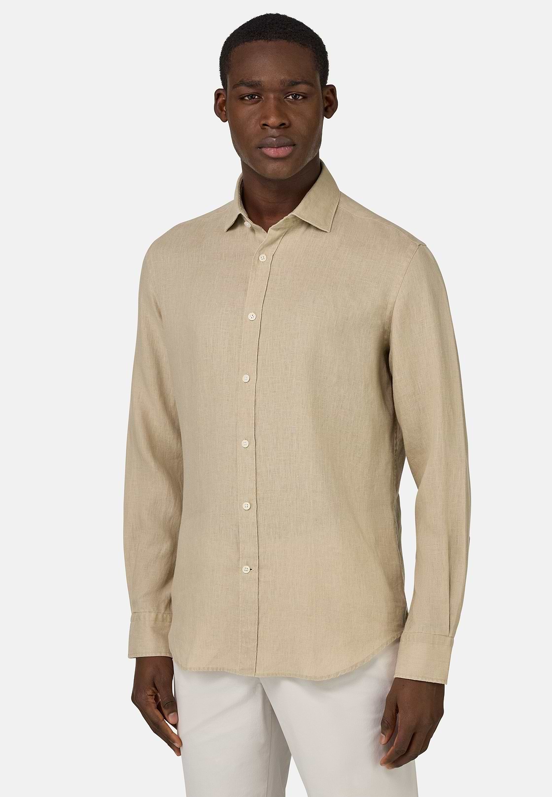 Regular Fit Linen Shirt, Beige, hi-res