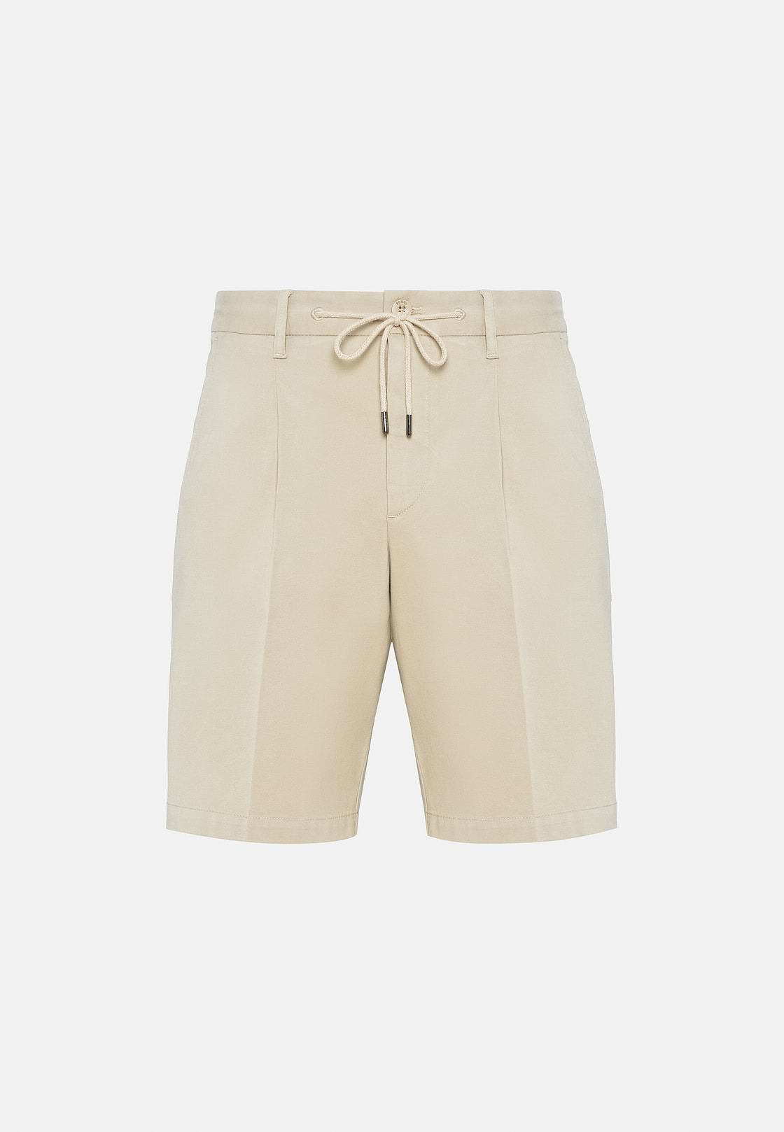 Stretch Cotton Summer Bermuda Shorts, Beige, hi-res