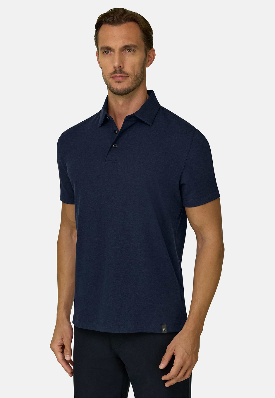 Polo in Piqué Cotton Blend B Tech, Navy blue, hi-res