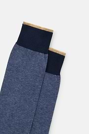 Long Socks Striped Cotton Blend, Navy blue, thumb, 3