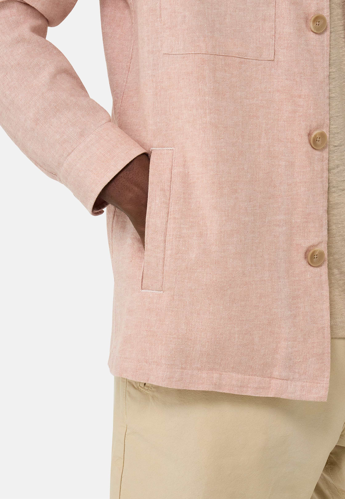 Link Shirt Jacket in Linen and Cotton, Rot, hi-res