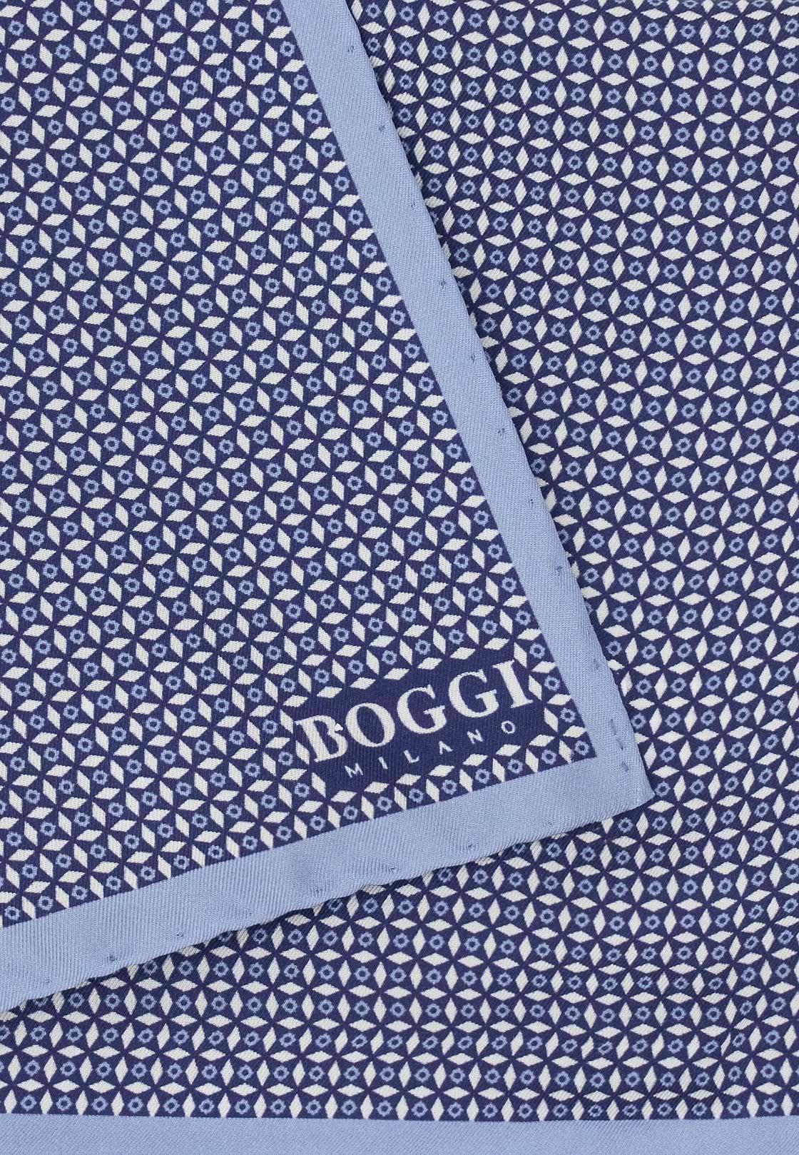 Geometric Silk Pocket Square, Light Blue, hi-res, 3