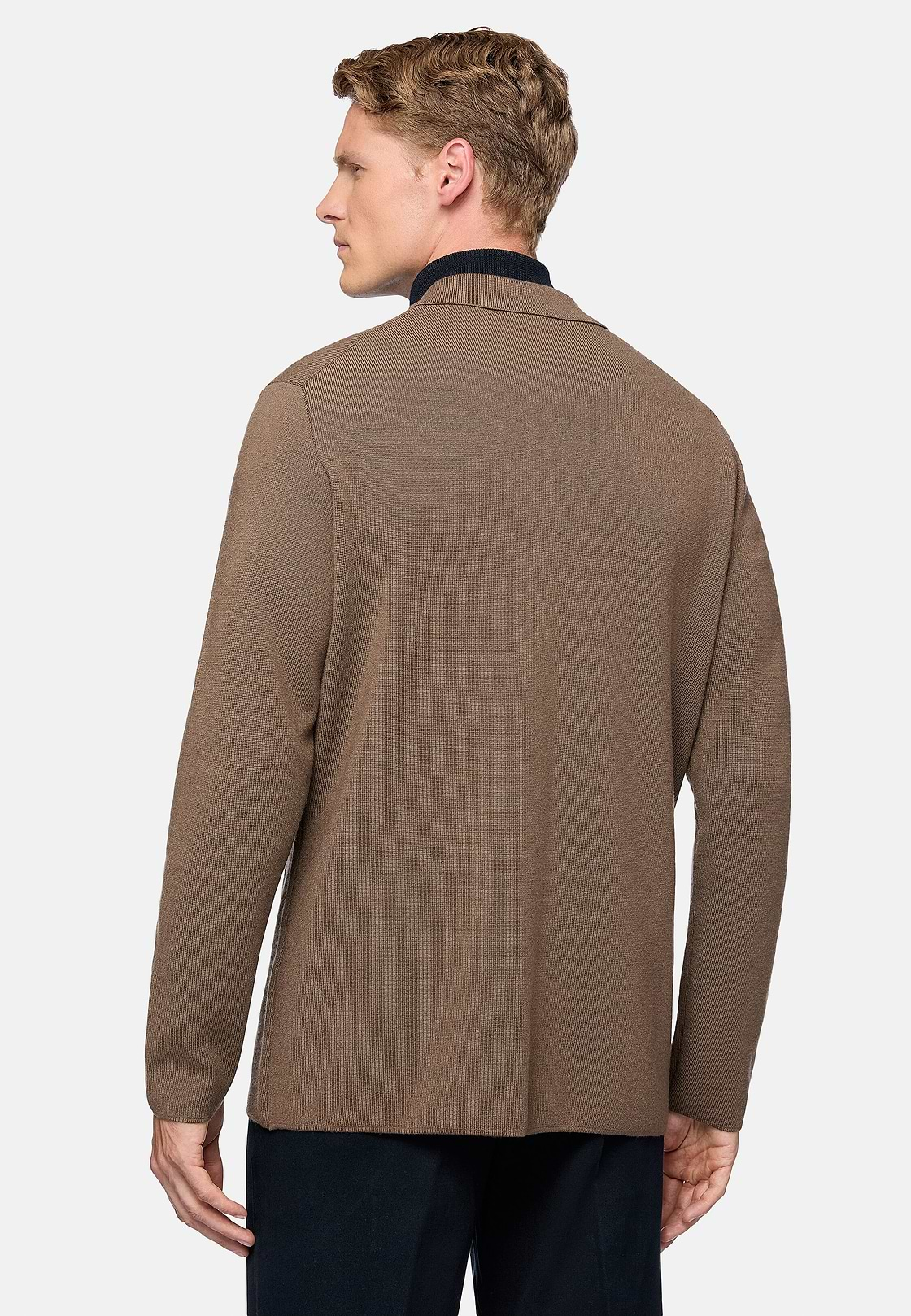 Brown Over Shirt in Merino Wool, Brown, hi-res