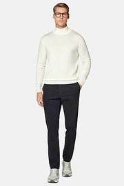 Stretch Cotton Trousers, Navy blue, hi-res