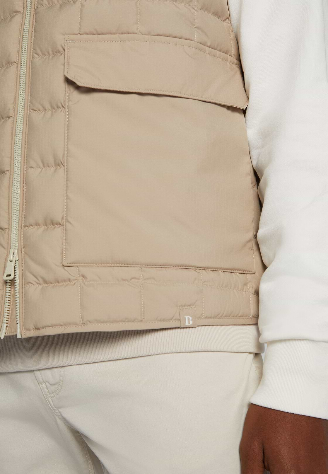 Gilet En Tissu Recyclé En Duvet D'Oie, Beige, hi-res