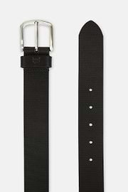 Printed Leather Belt, Black, hi-res