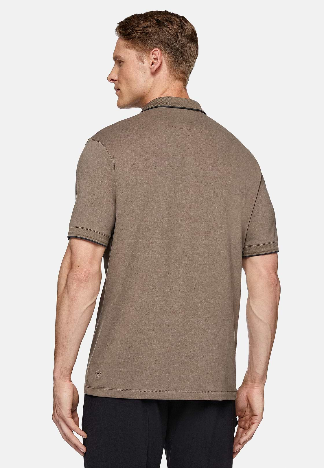 High-Performance Piqué Polo Shirt, Brown, hi-res