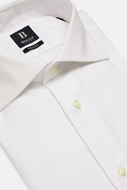 Camisa blanca en pin point de algodón regular fit, Blanco, hi-res