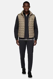 Gilet In Tessuto Tecnico In Piuma D`Oca, Beige, hi-res