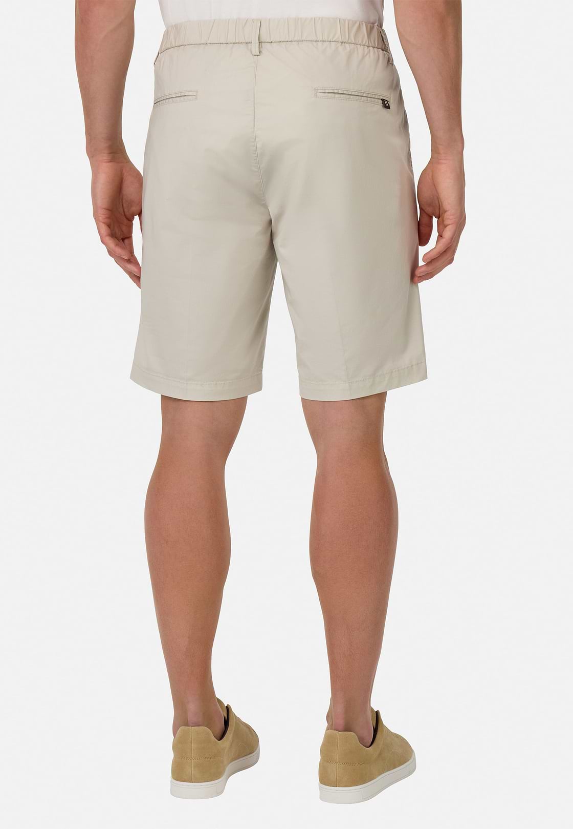 Stretch Cotton Bermuda Shorts, Sand, hi-res