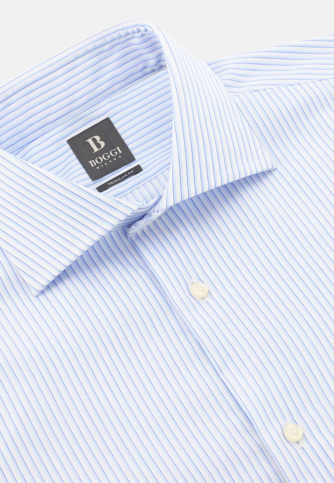 Camicia A Righe In Cotone Regular Fit, Azzurro, hi-res, 5