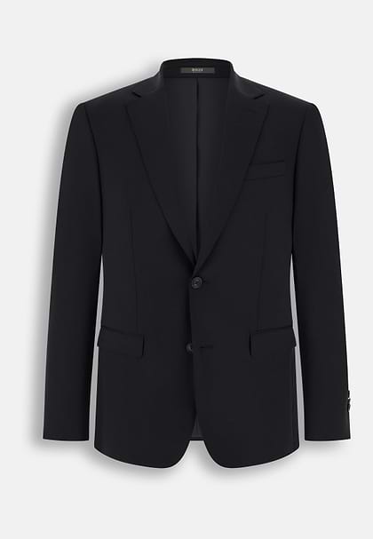 Stretch Wool Knit Jacket, Black, hi-res