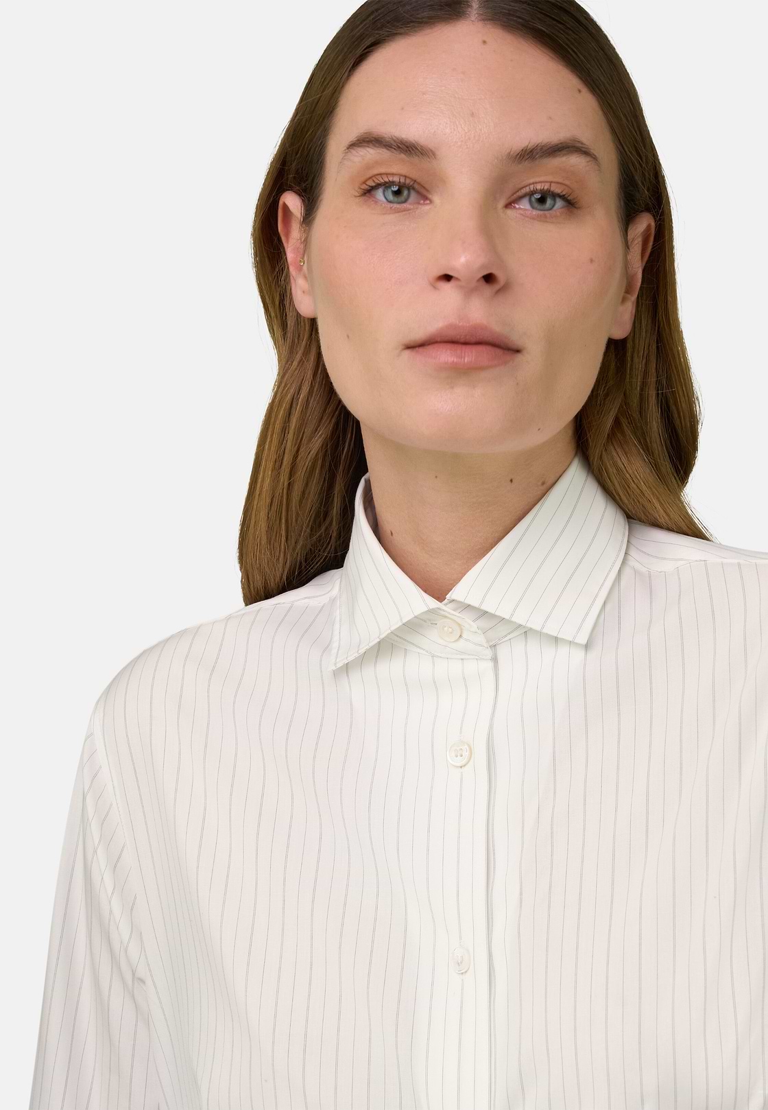 Camicia A Righe In Cotone Seta Regular Fit, Bianco, hi-res, 4