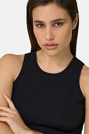 Viscose Nylon Knitted Top, Black, thumb, 4