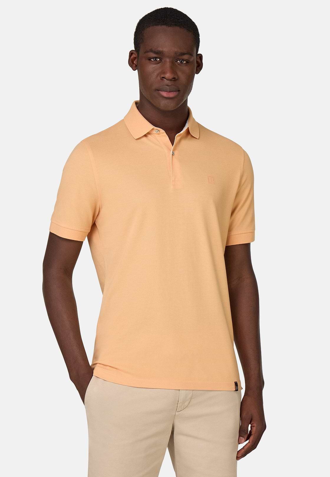 Cotton Piqué Polo Shirt, Orange, hi-res