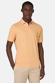Cotton Piqué Polo Shirt, Orange, hi-res