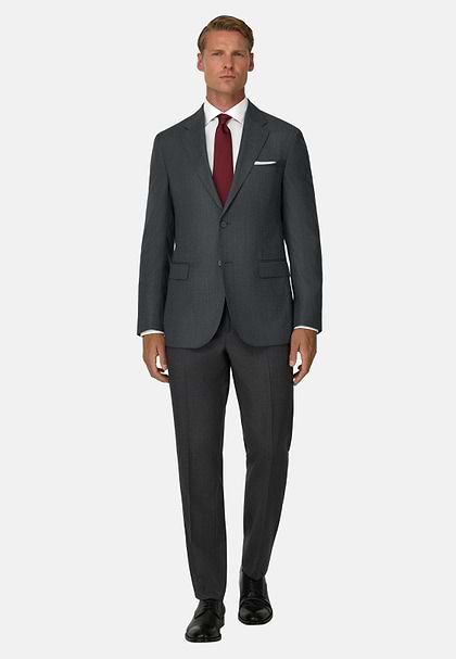 Pure Wool Bird's Eye Jacket, Medium grey, hi-res