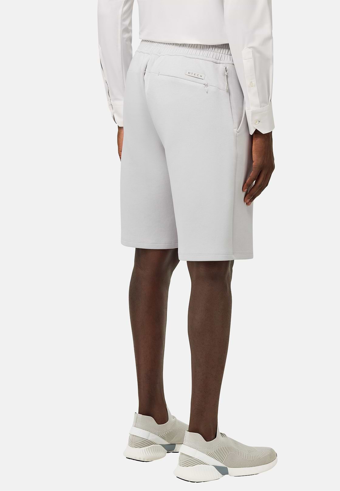 Bermuda Shorts in Lightweight Cotton Blend Scuba, Ice, hi-res
