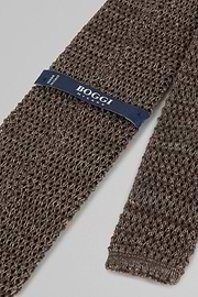 Polka Dot Silk/Cotton Knitted Tie, Hazelnut, thumb, 2