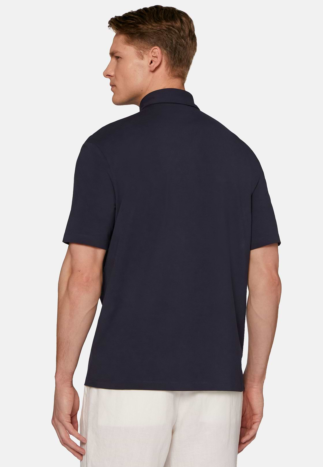 Polo Aus Elastischer Supima-Baumwolle, Navy blau, hi-res