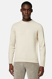 Sand Crew Neck Cashmere Jumper, Sand, hi-res