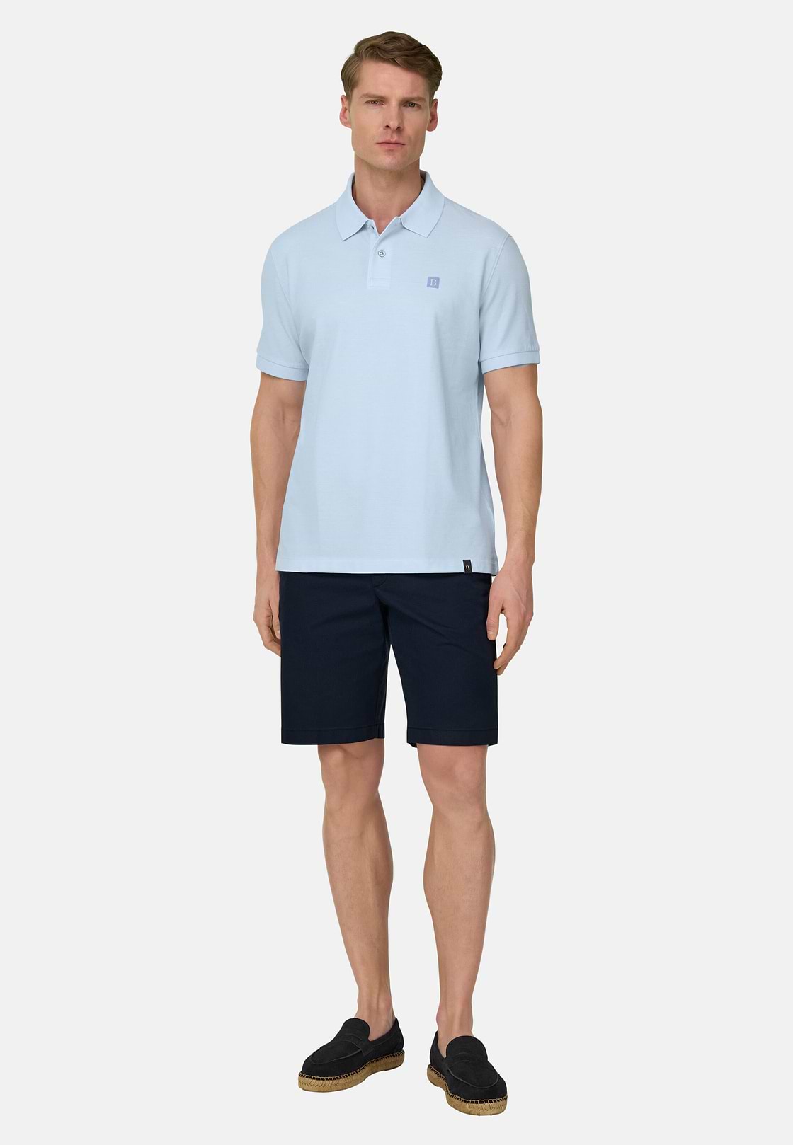 Polo In Pique Di Cotone Oxford, Azzurro, hi-res, 2