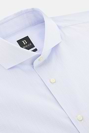 Camicia A Righe In Cotone Slim Fit, Azzurro, thumb, 5