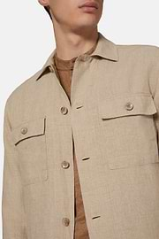 Sand Linen Camp Overshirt, Sand, hi-res