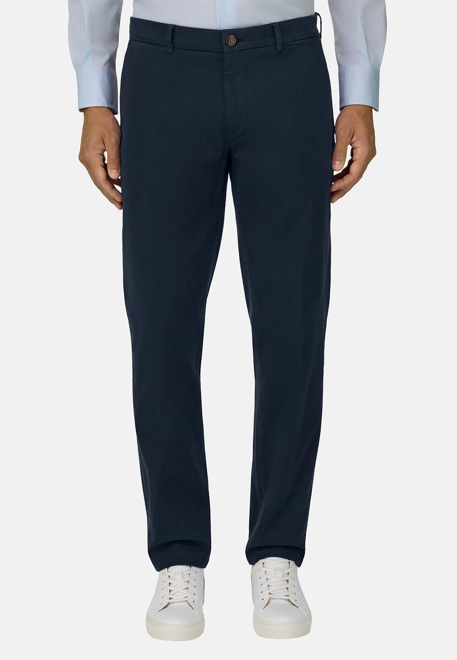Pantalon En Coton Extensible, bleu marine, hi-res