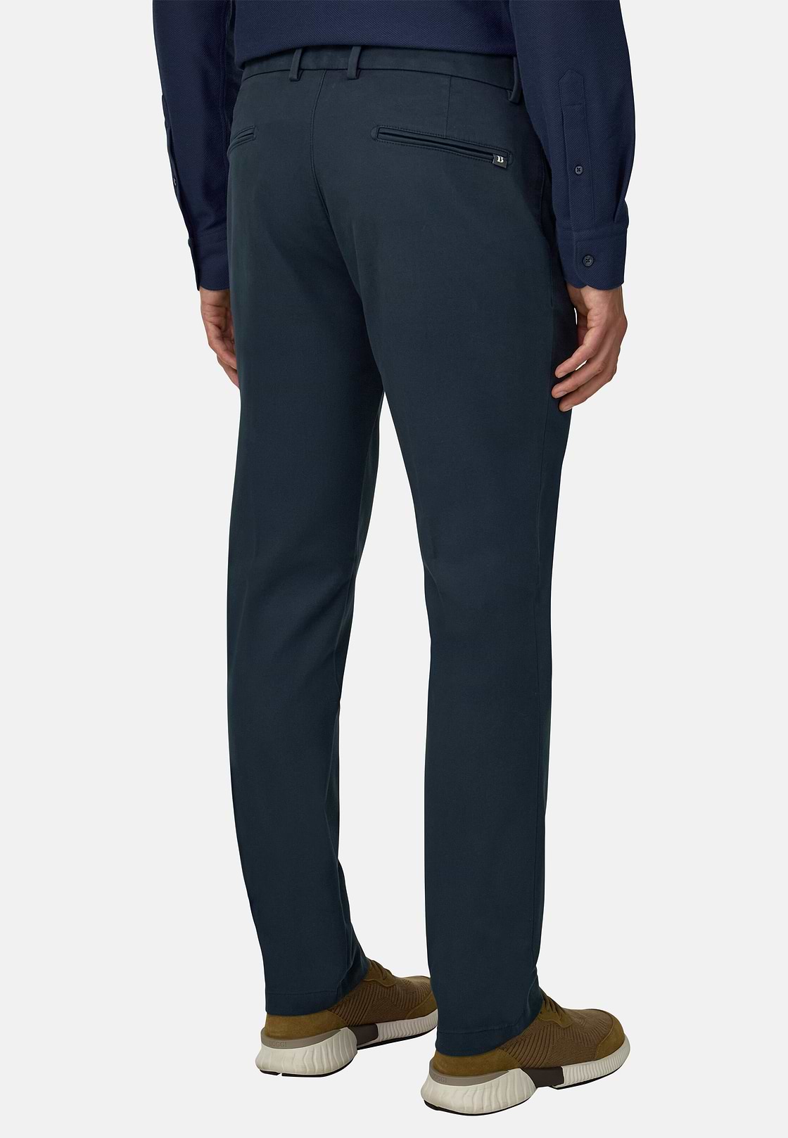 Trousers in Stretch Cotton, Navy blue, hi-res, 5