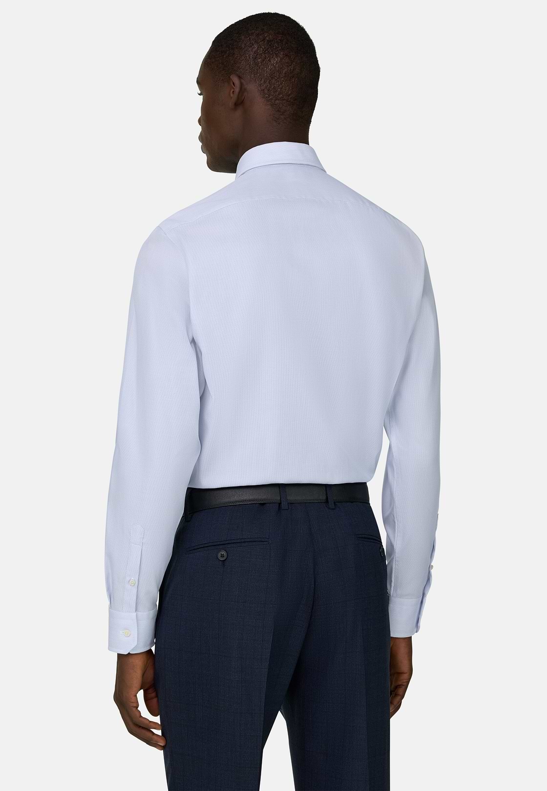 Camicia In Cotone Slim Fit, Azzurro, hi-res, 3
