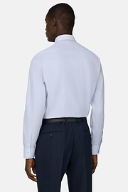 Camicia In Cotone Slim Fit, Azzurro, thumb, 3
