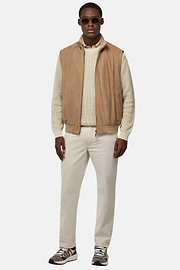 Gilet En Daim Véritable, Beige, hi-res