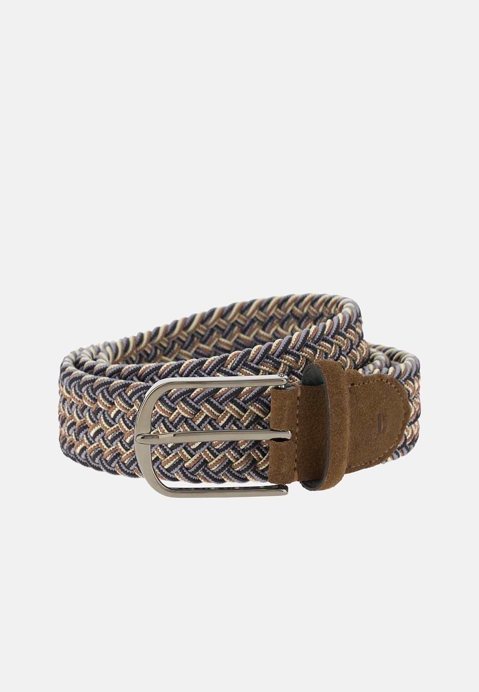 Woven Viscose Blend Belt, Brown, hi-res