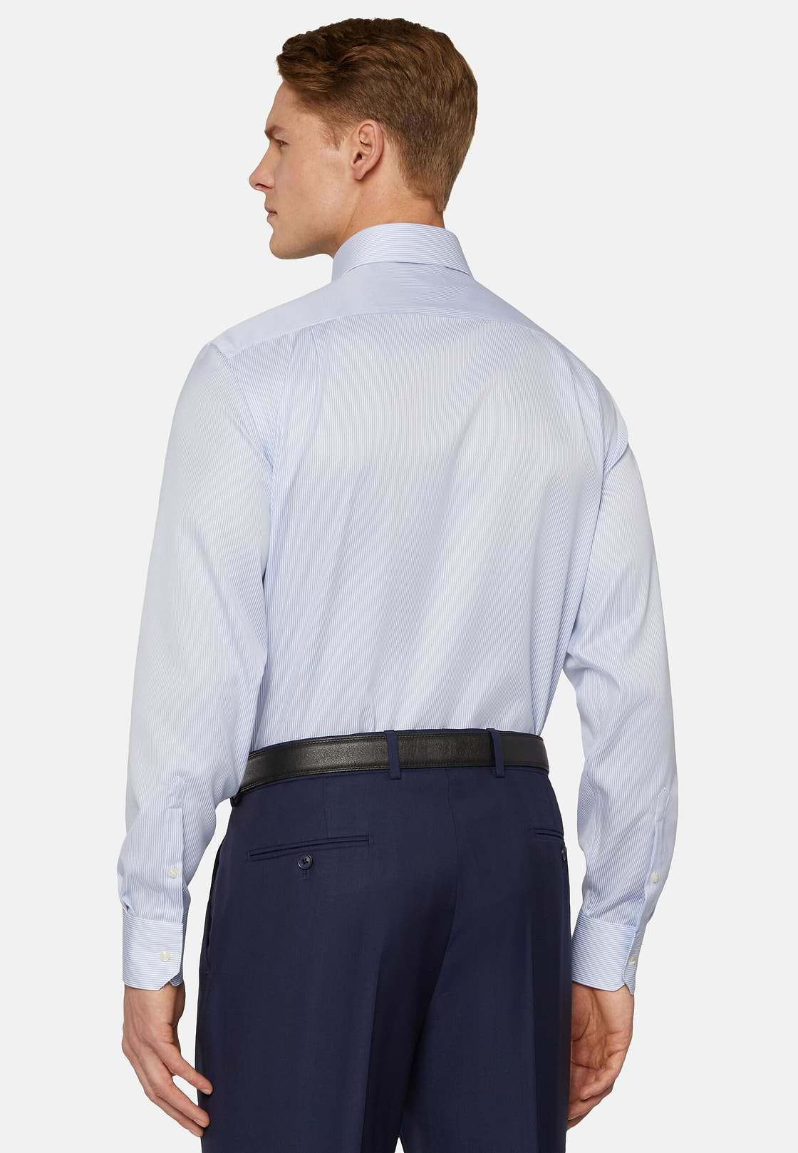 Chemise À Rayures Bleu Clair En Coton Dobby Regular Fit, Bleu clair, hi-res