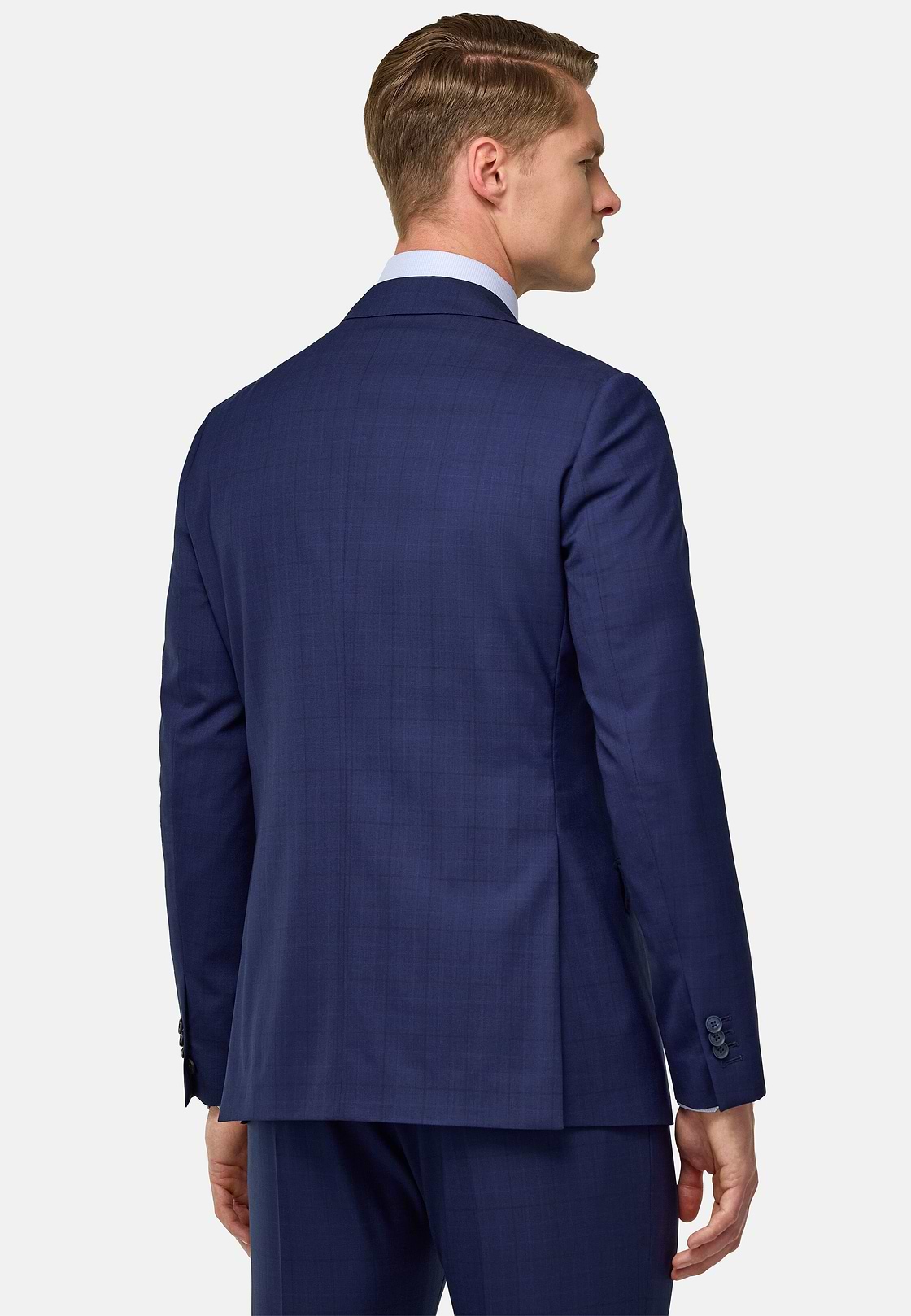 Prince of Wales Check Stretch Wool Suit, Blue, hi-res