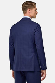 Prince of Wales Check Stretch Wool Suit, Blue, hi-res
