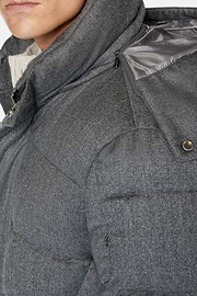 Parka In Flanella Imbottito In Piuma D`Oca, Grigio, hi-res